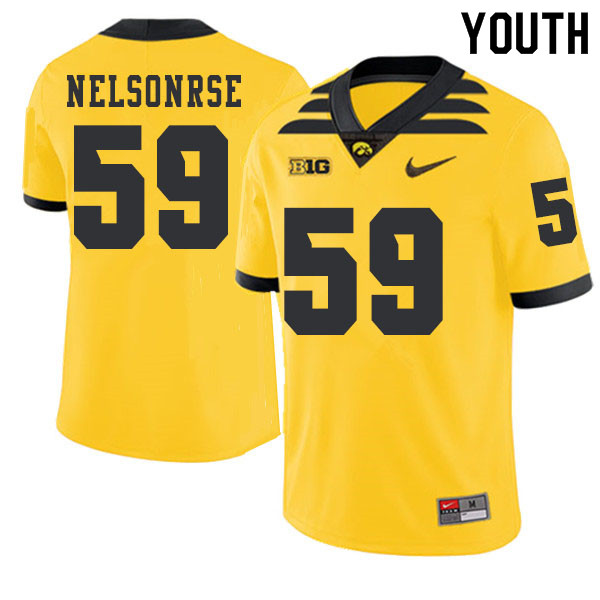 2019 Youth #59 Nathan Nelsonrse Iowa Hawkeyes College Football Alternate Jerseys Sale-Gold